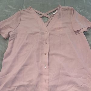 Pink roses large blouse NWT